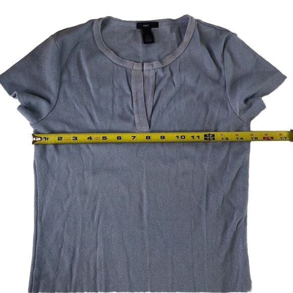 Gap Stretch Women’s Split Neck Ribbed Short Sleeve Top Tag Size Medium - Picture 6 of 13